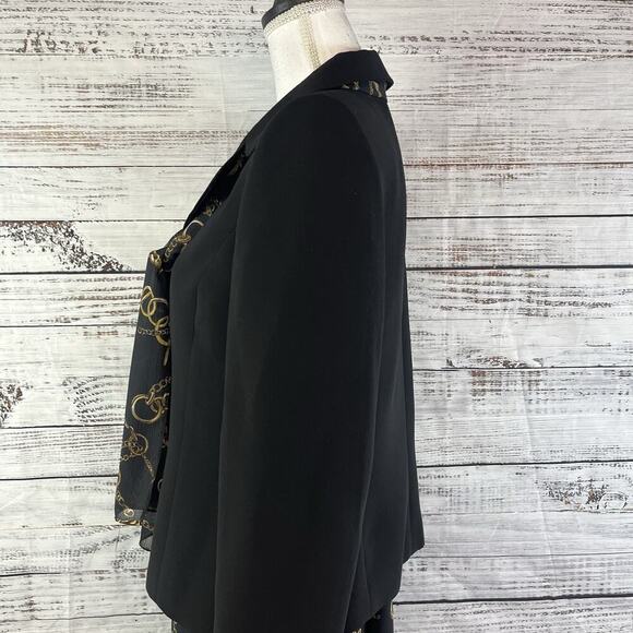 Evan Picone 3pc Skirt Suit size 8 Blazer Scarf Black Gold Equestrian Career - Picture 9 of 15